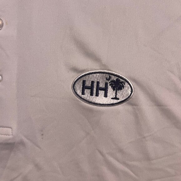 VTG Tour Play Hilton Head Island HHI Men LG Golf Polo White‎ Embroidered (W) - Picture 7 of 8